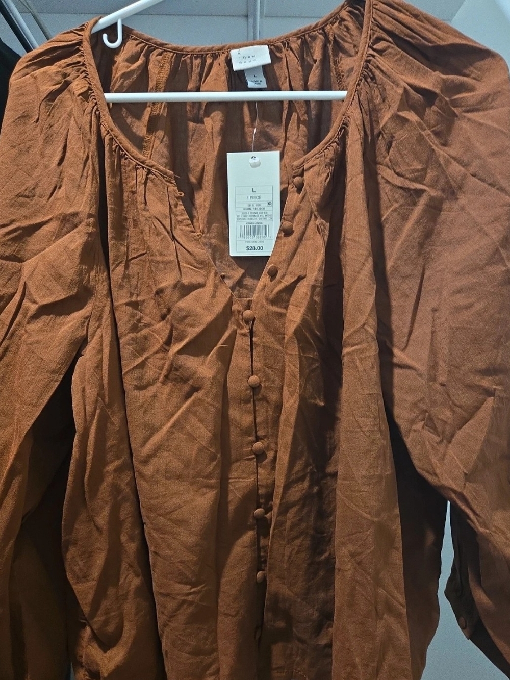 a new day Men's Rust Brown Button-Front Casual Shirt